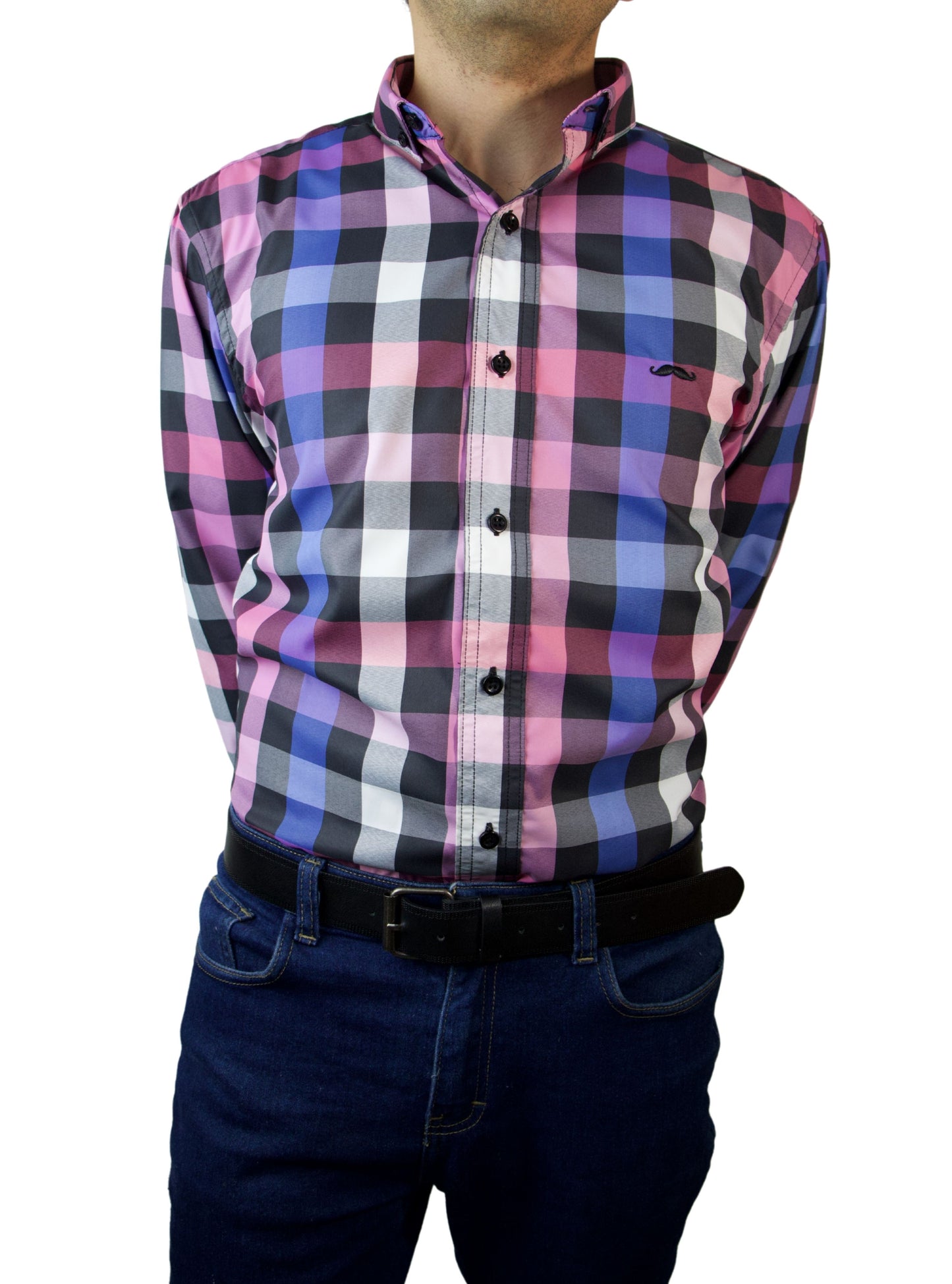 Camisa slim fit - Cuadro púrpura
