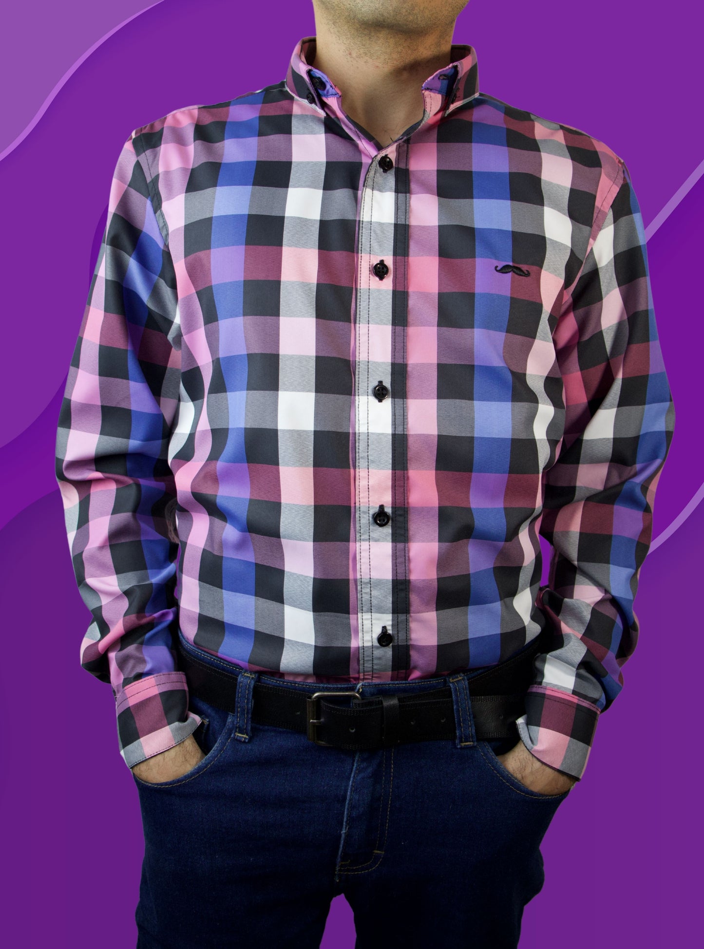 Camisa slim fit - Cuadro púrpura