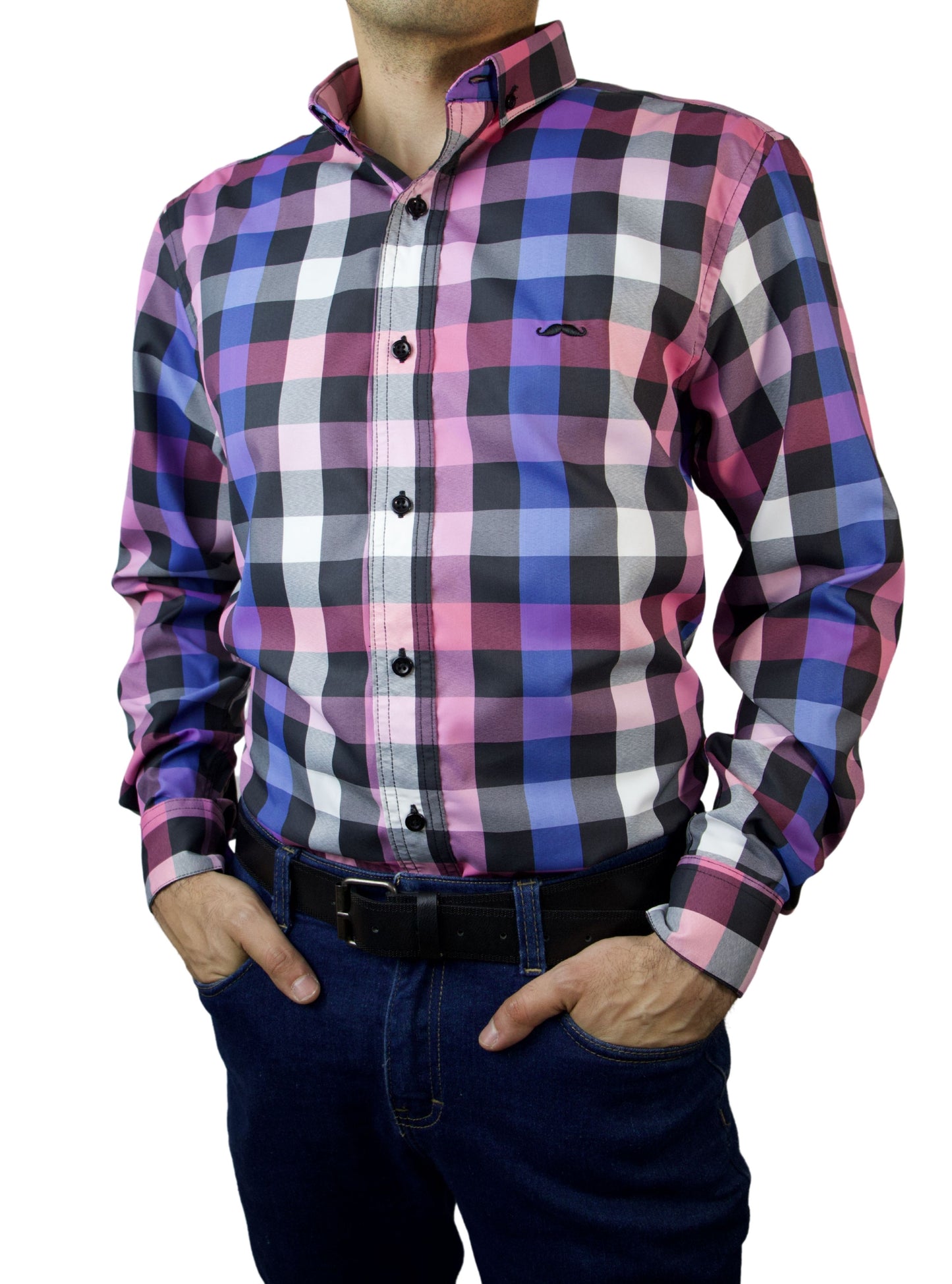 Camisa slim fit - Cuadro púrpura