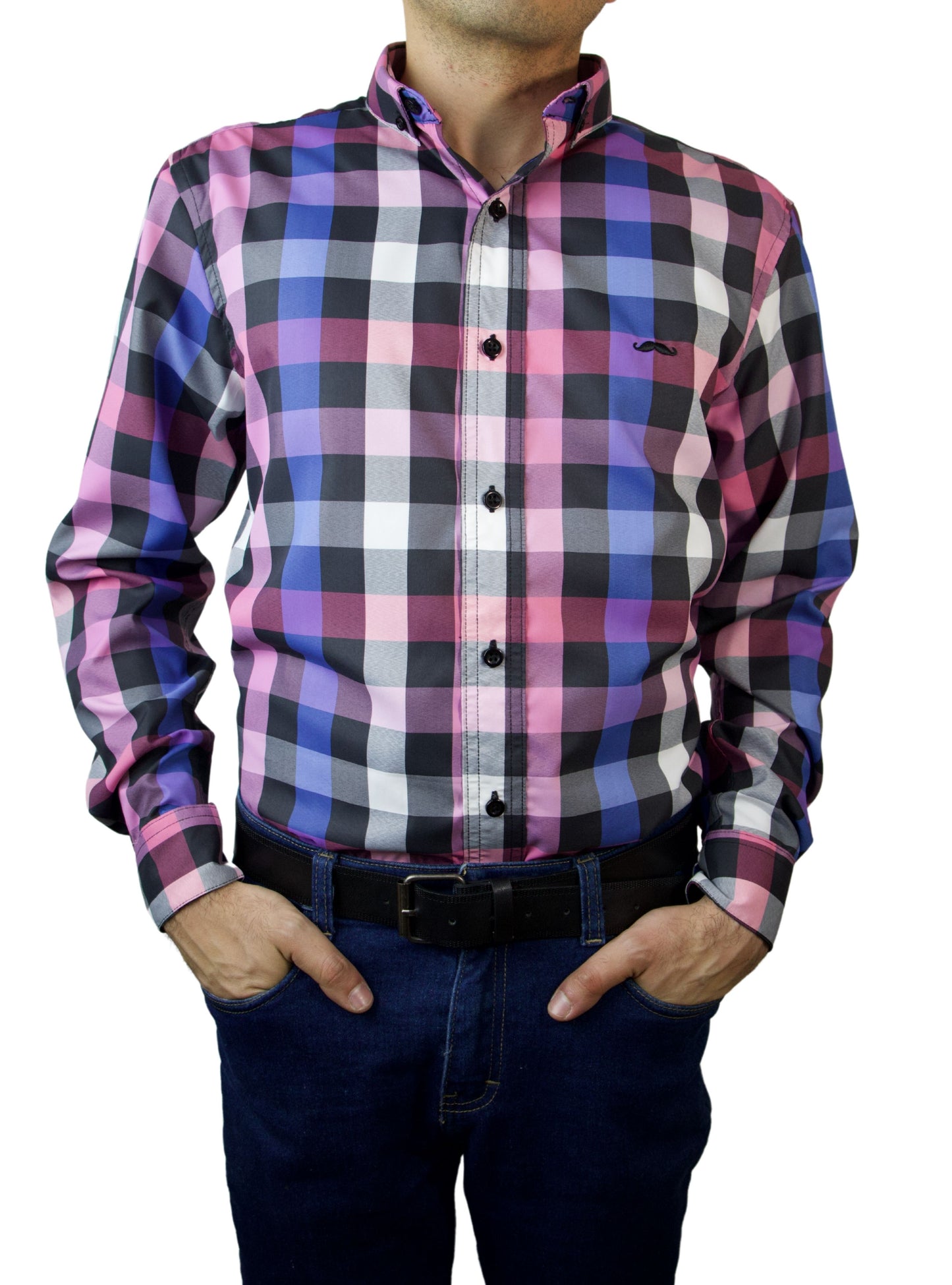 Camisa slim fit - Cuadro púrpura