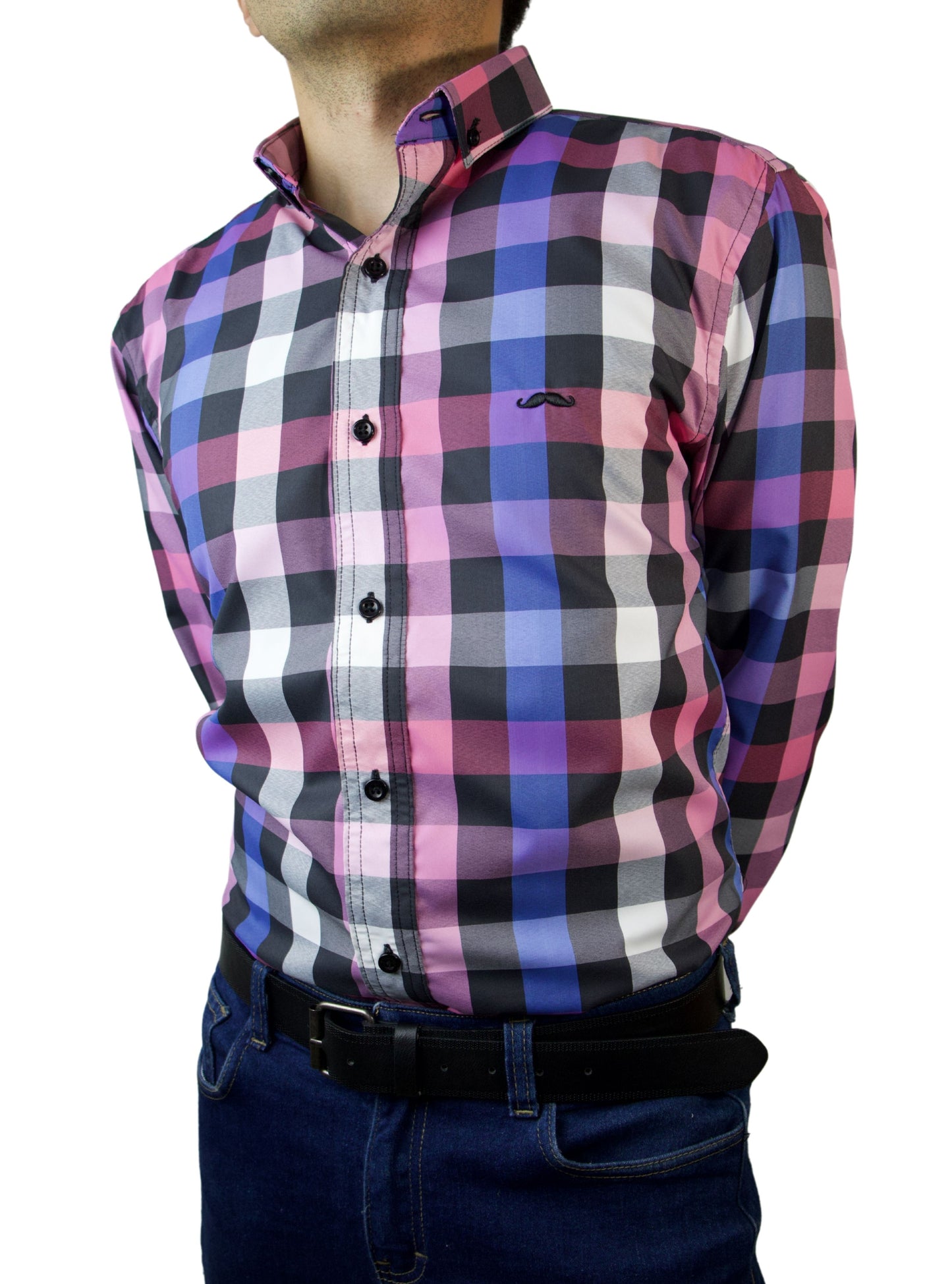 Camisa slim fit - Cuadro púrpura