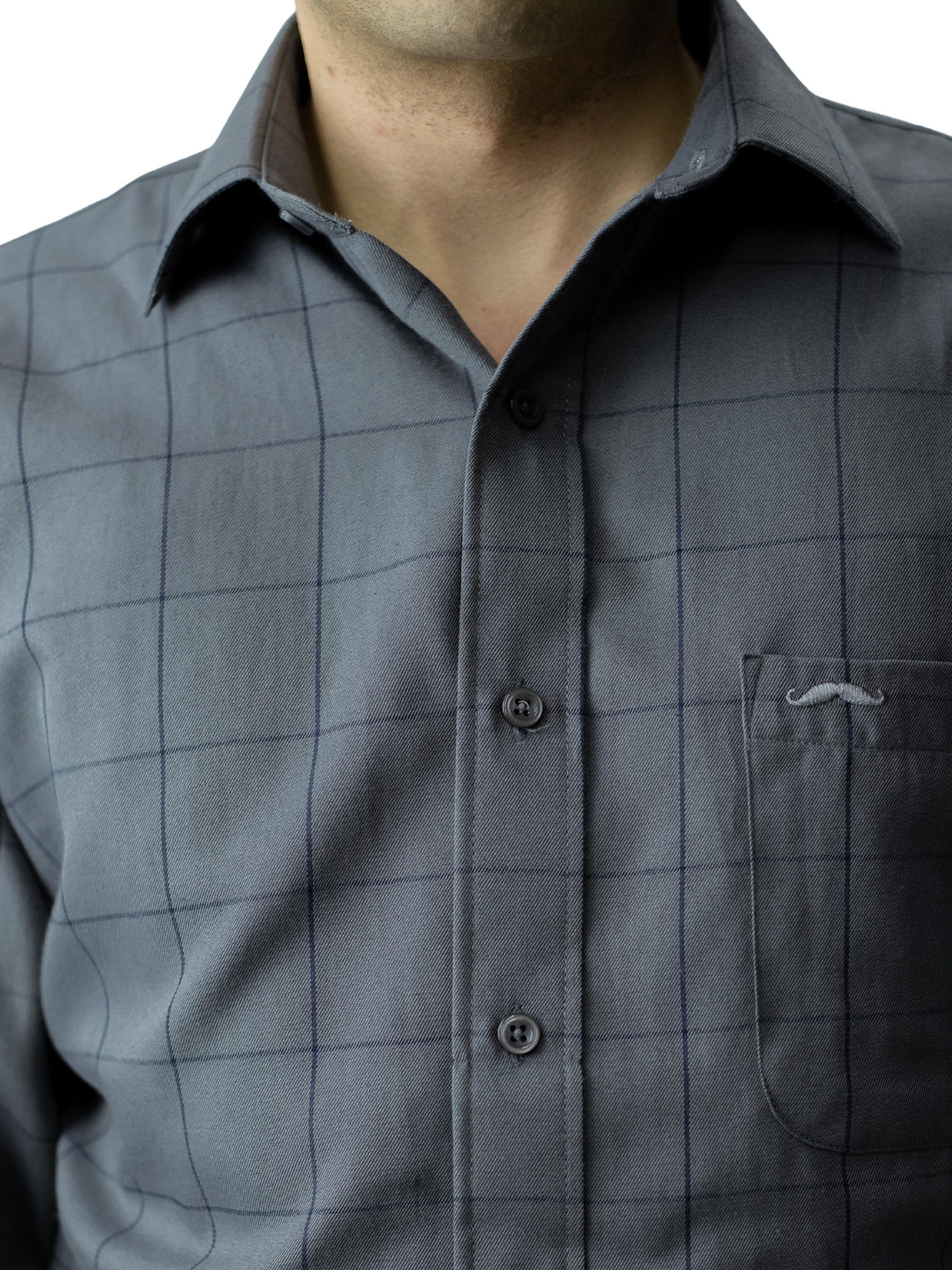 Camisa corte regular - Cuadro gris