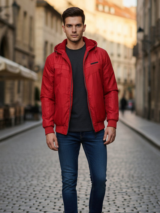 Chamarra con capucha -  Rojo