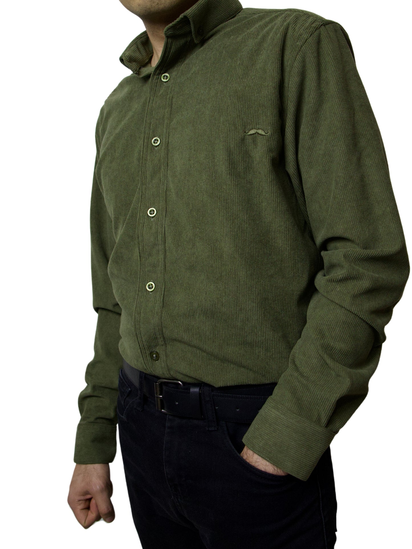 Camisa slim fit - Pana verde