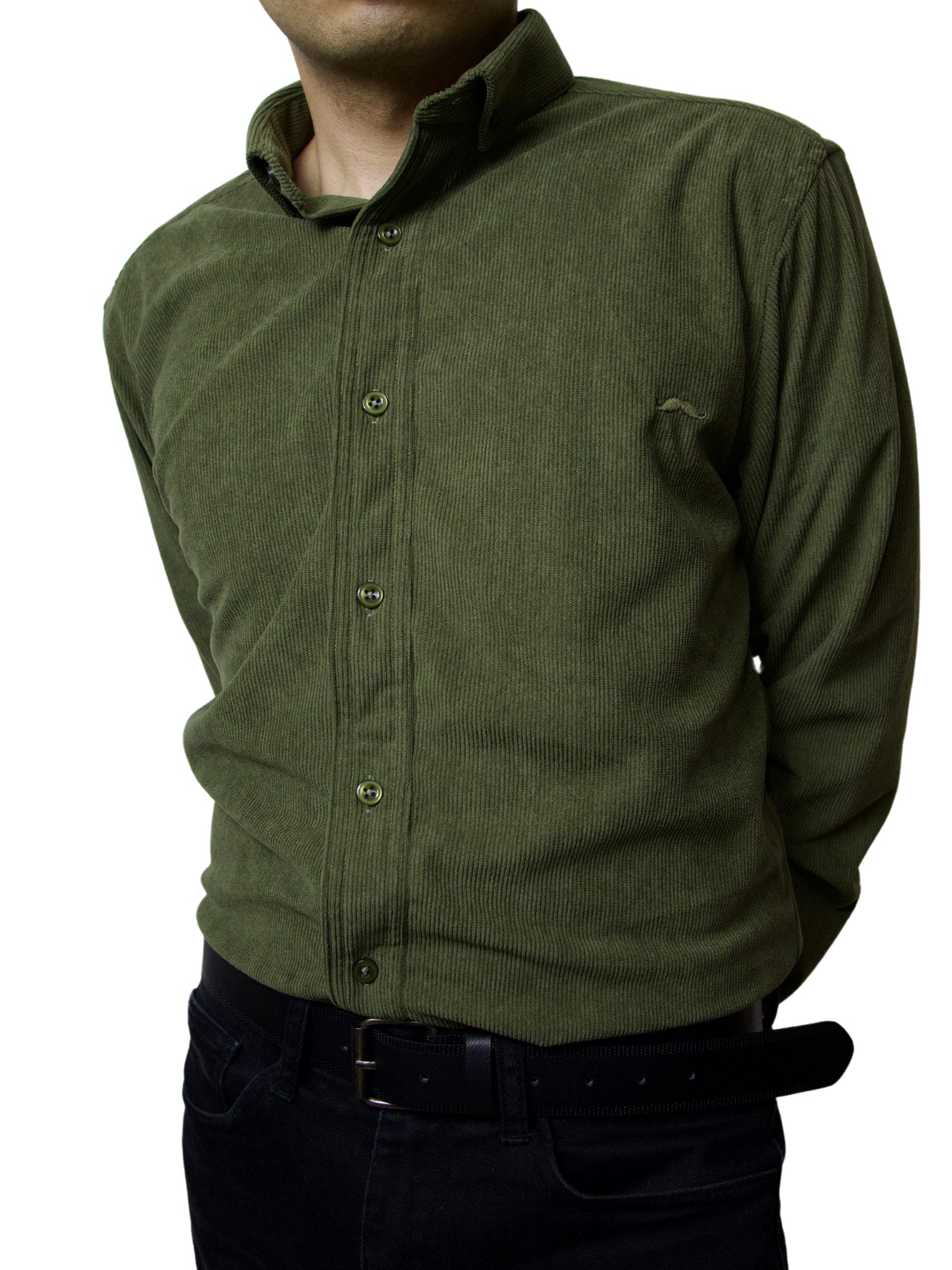 Camisa slim fit - Pana verde