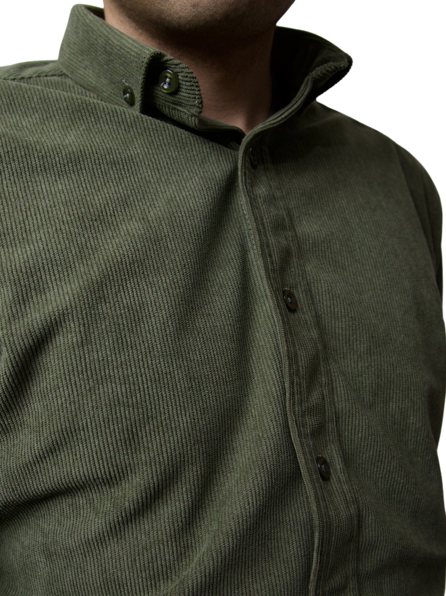 Camisa slim fit - Pana verde