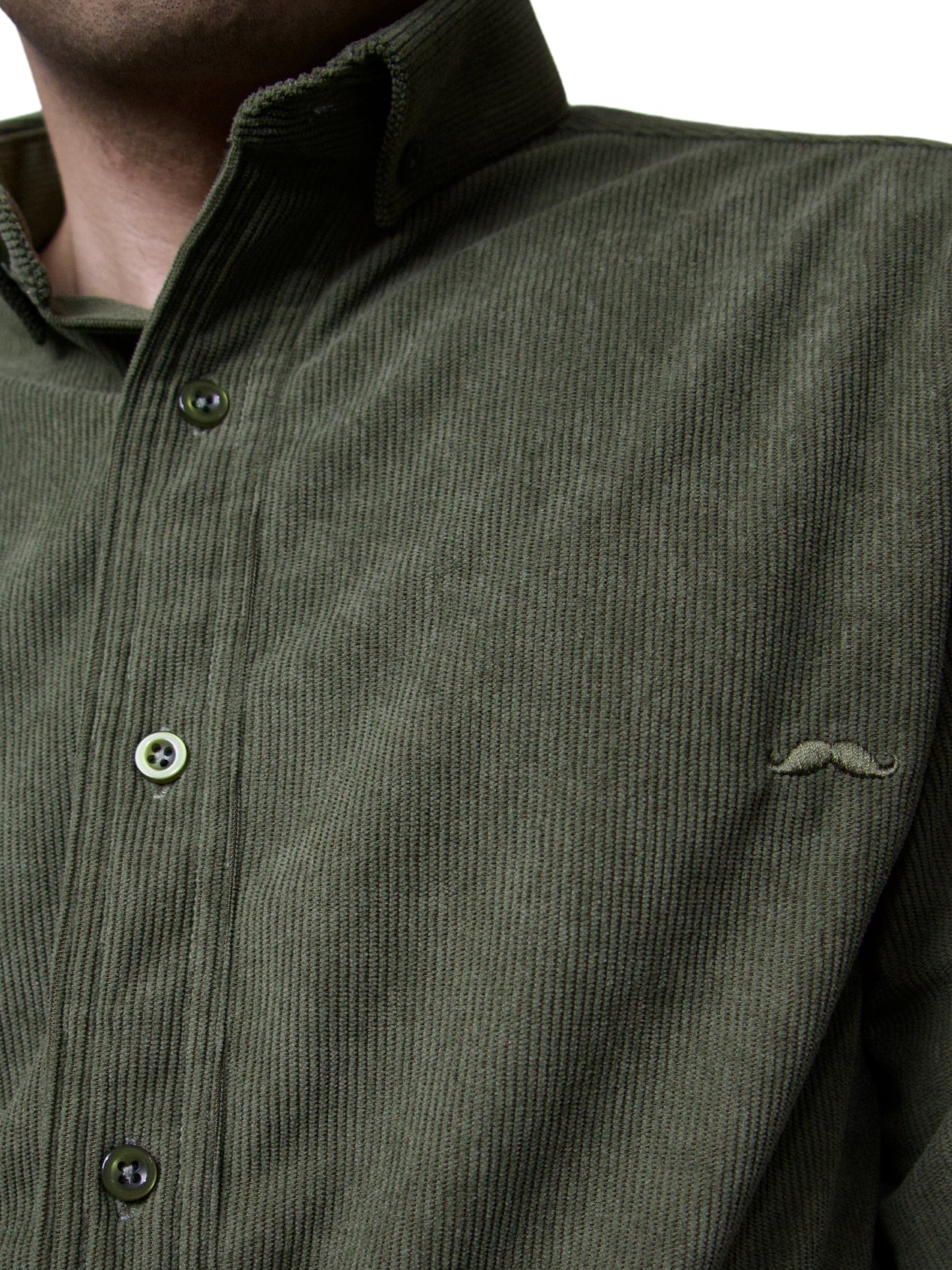 Camisa slim fit - Pana verde