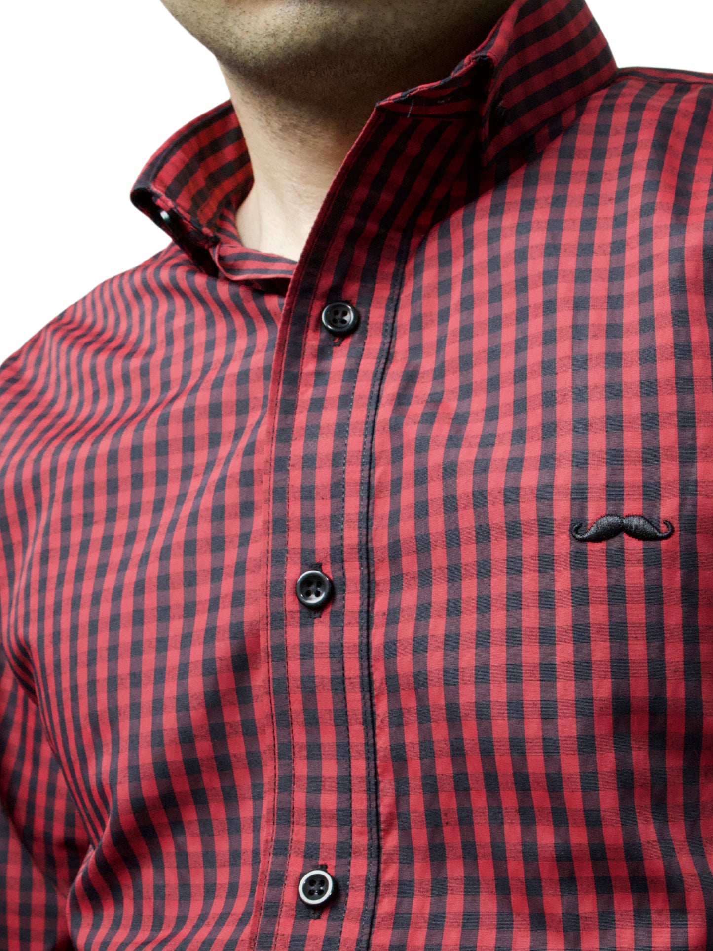 Camisa slim fit - Cuadro rojo y negro