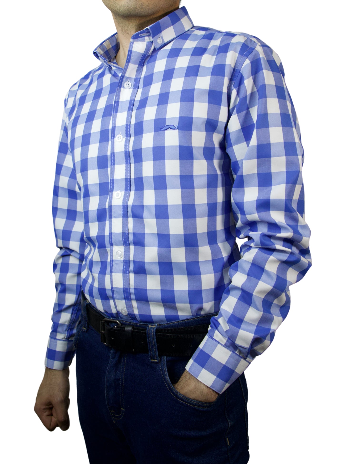Camisa slim fit - Cuadro azul claro