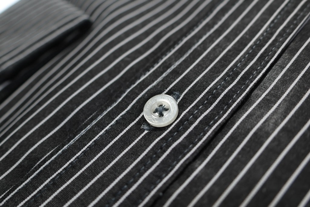 Camisa slim fit cuello Mao - Negro rayas
