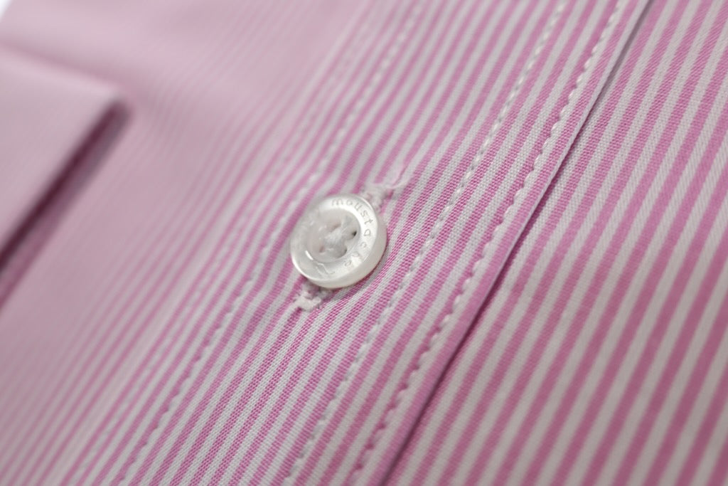 Camisa slim fit cuello Mao - Rosa rayas 2