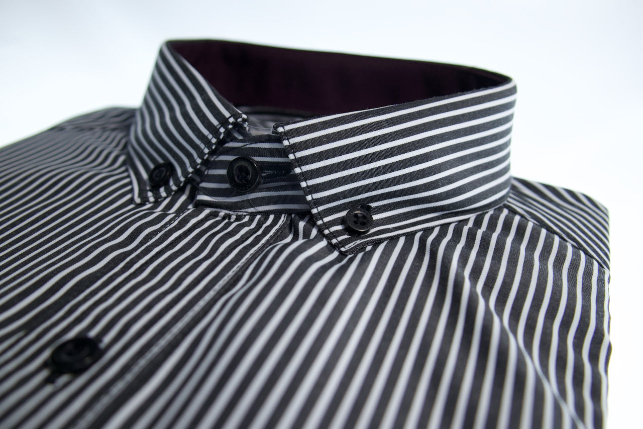 Camisa slim fit - Negro rayas