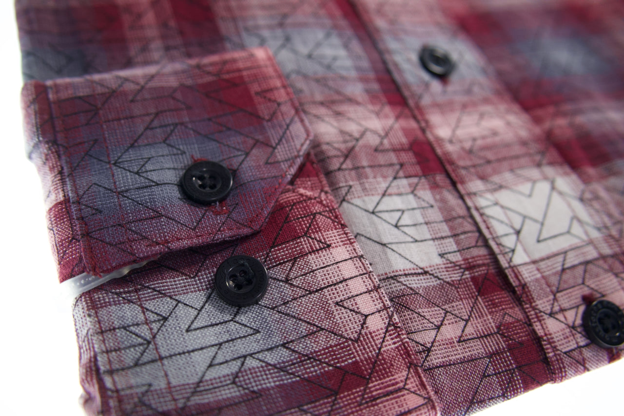 Camisa slim fit - Rojo geométrico