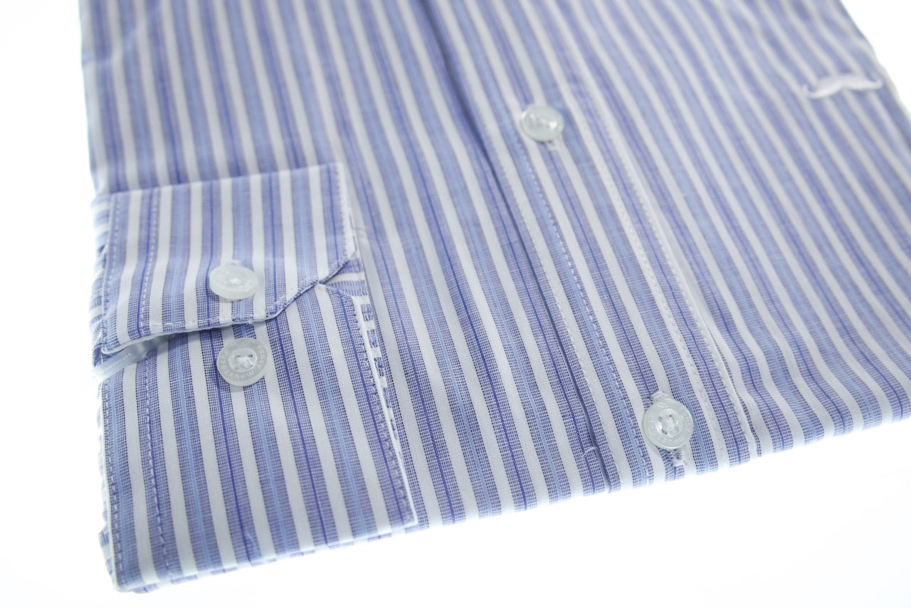 Camisa slim fit cuello Mao - Azul rayas 2