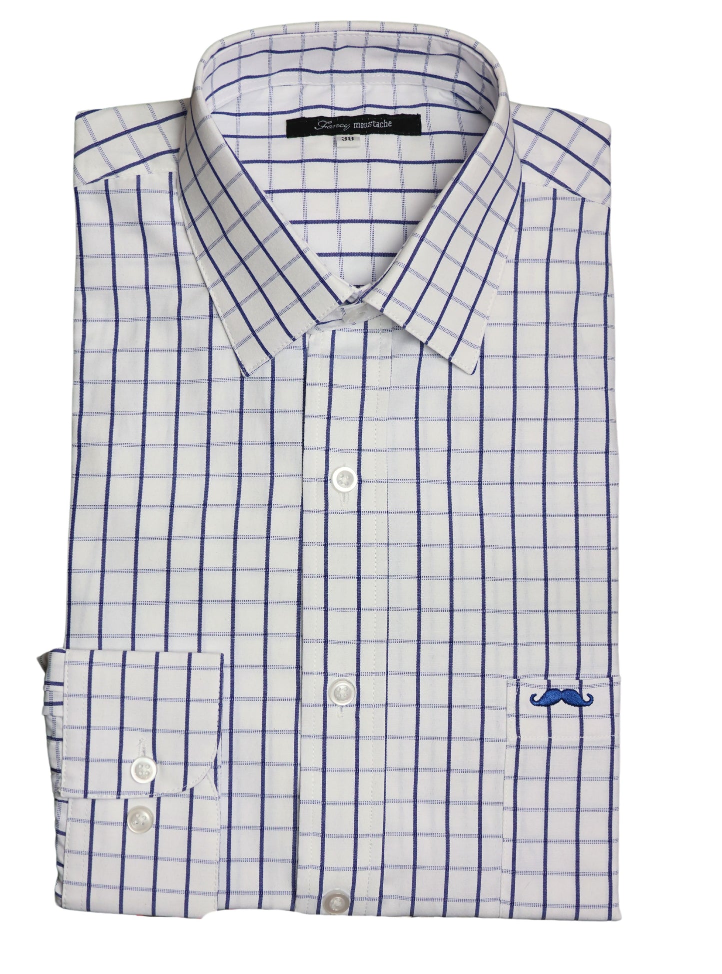 Camisa slim fit - Cuadro blanco lineas azules