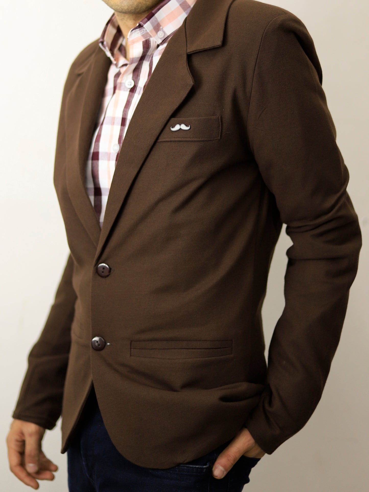 Blazer slim fit - Piqué café