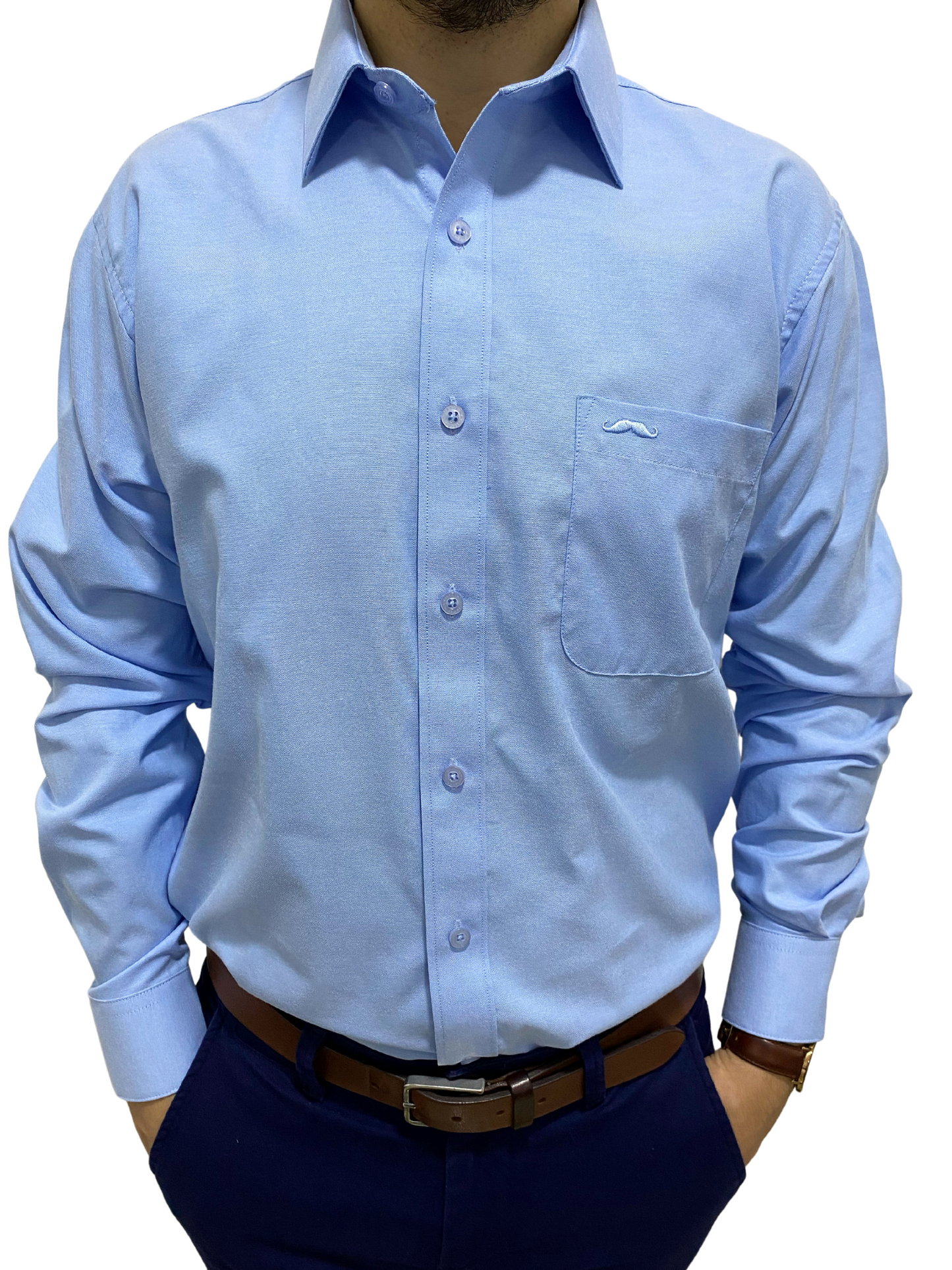 Camisa corte regular - Azul liso