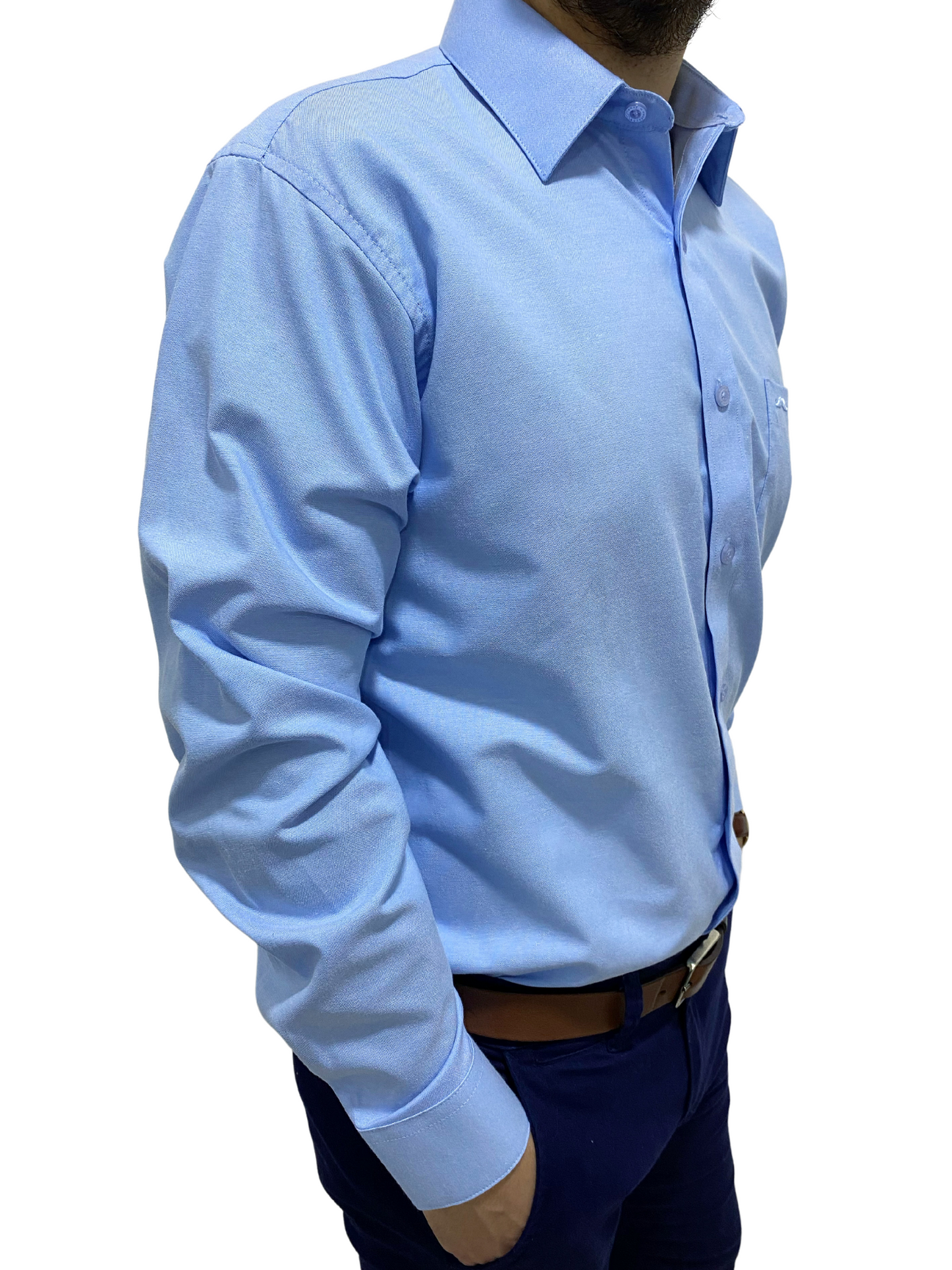 Camisa corte regular - Azul liso