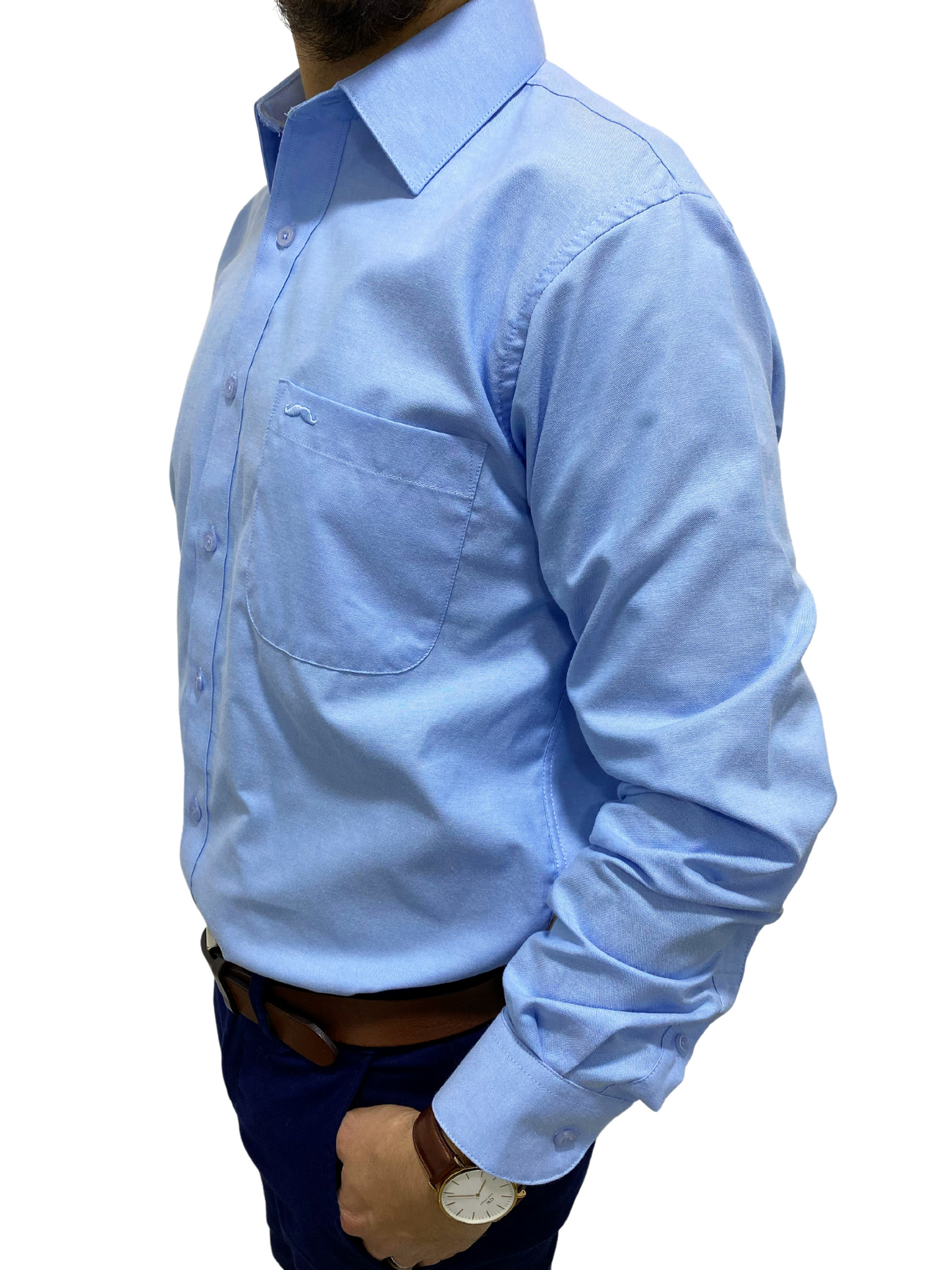 Camisa corte regular - Azul liso