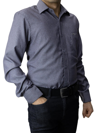 Camisa corte regular - Gris azulado