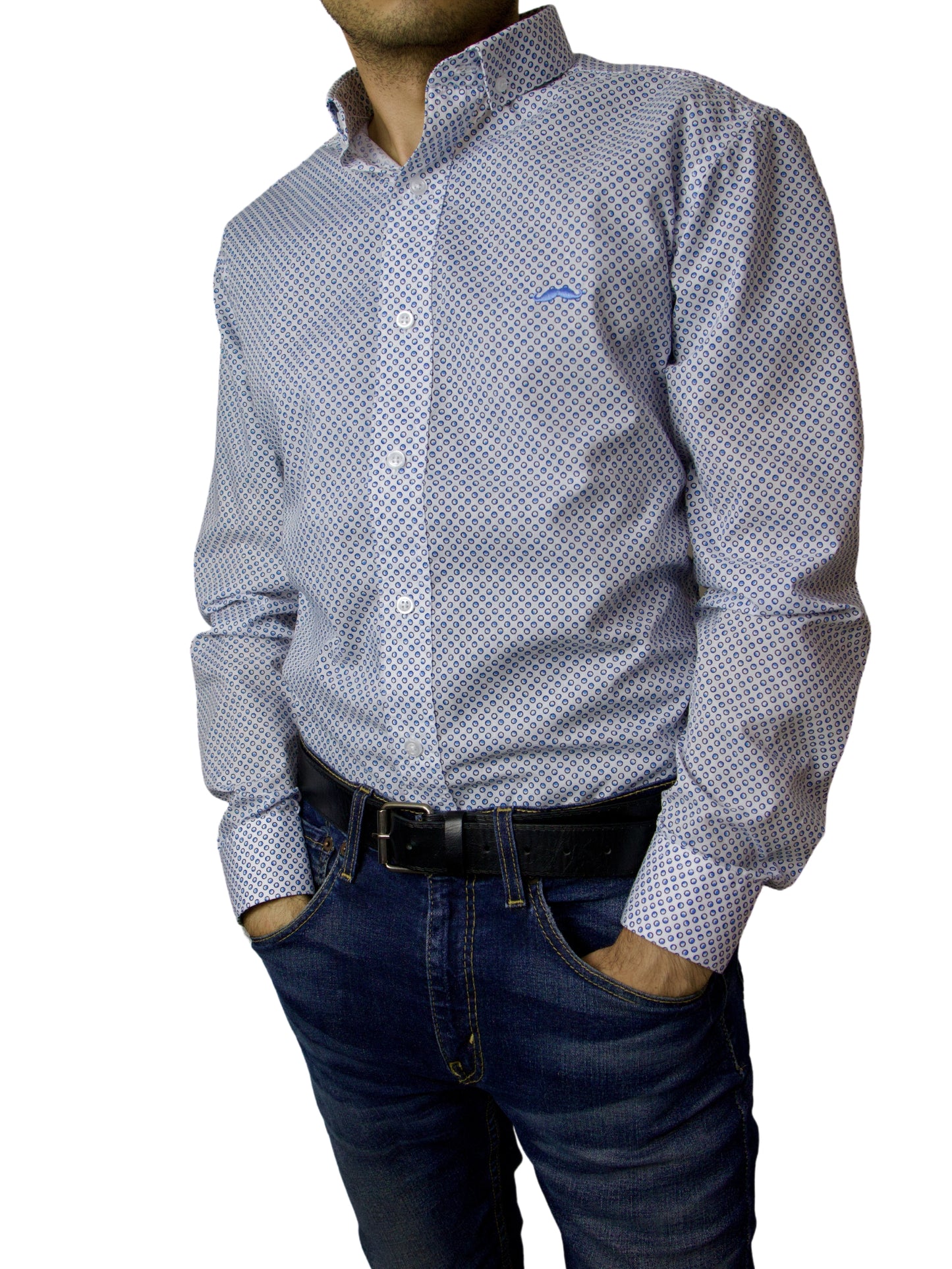 Camisa slim fit - Azul drops