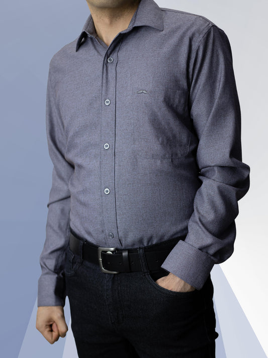 Camisa corte regular - Gris azulado