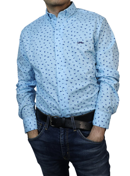 Camisa slim fit - Azul estampado