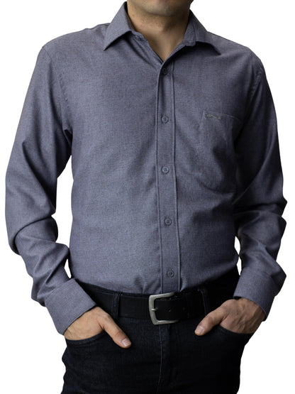 Camisa corte regular - Gris azulado