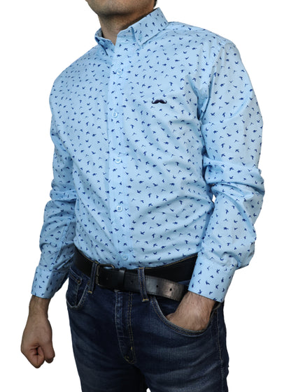 Camisa slim fit - Azul estampado