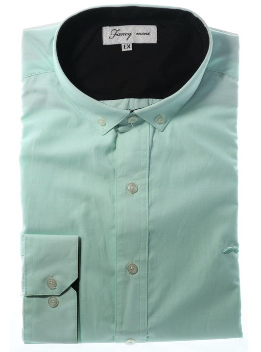 Camisa slim fit - Verde liso