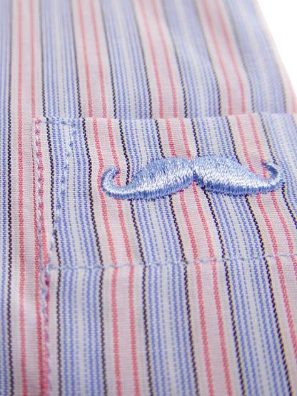 Camisa corte regular - Rayas rojo y azul