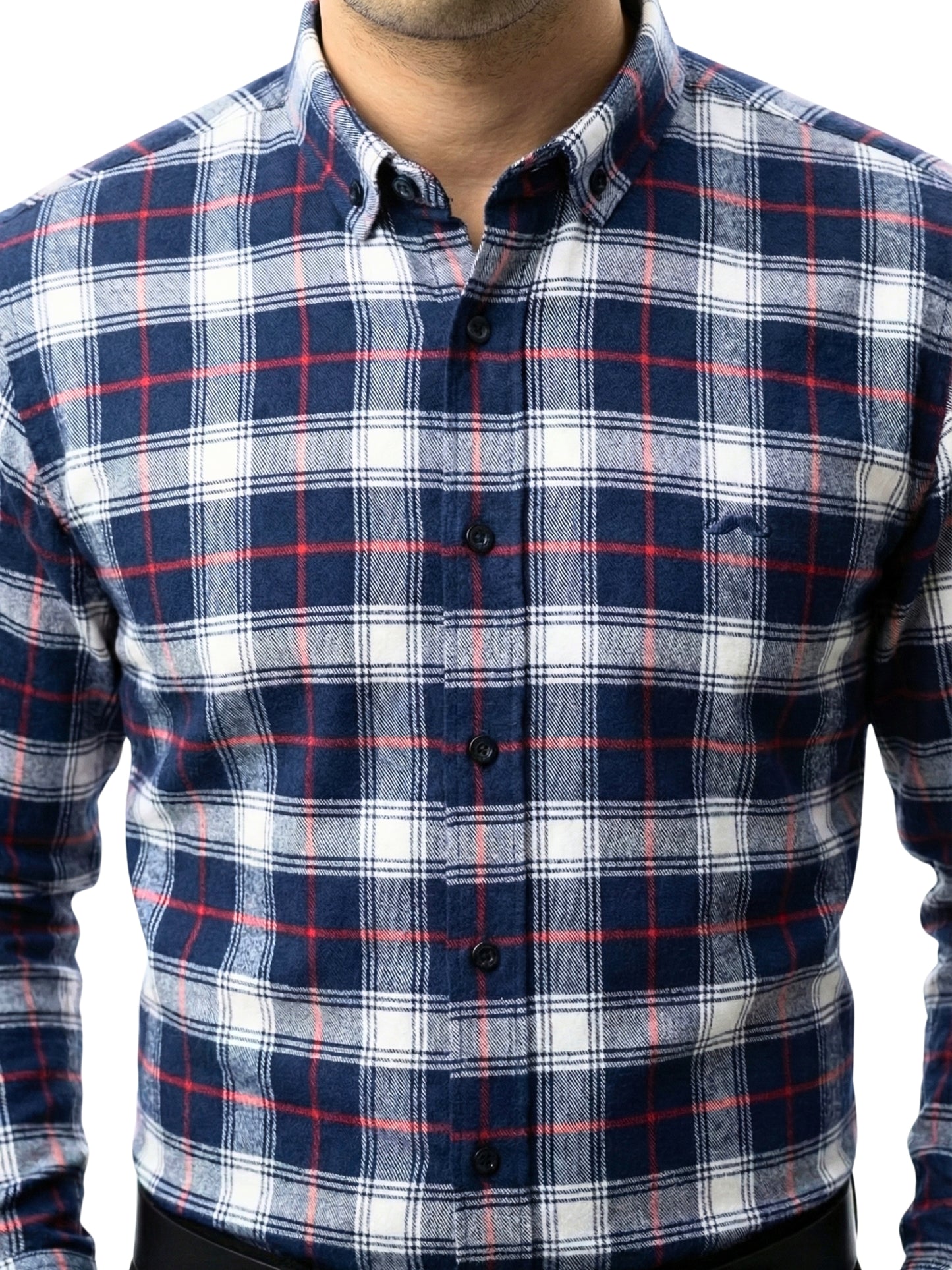 Camisa de franela slim fit - Cuadro Azul y blanco