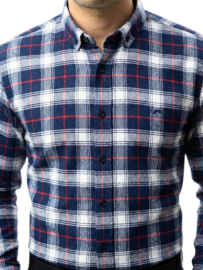 Camisa de franela slim fit - Cuadro Azul y blanco