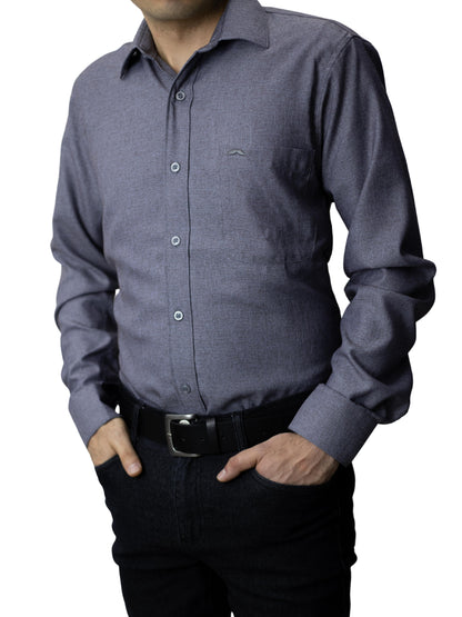 Camisa corte regular - Gris azulado