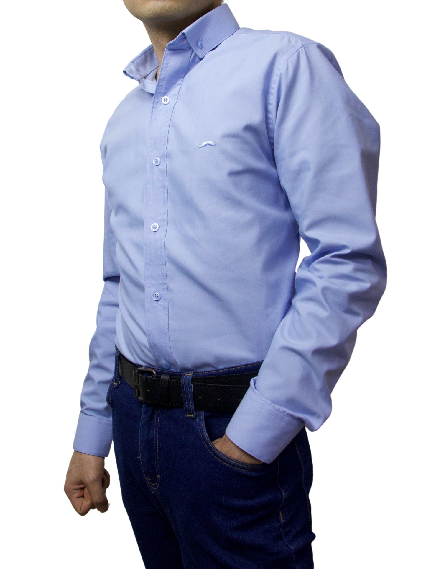 Camisa slim fit - Azul claro liso