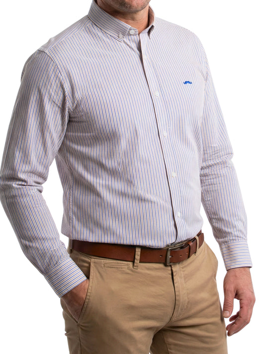 Camisa slim fit - Rayas azul y amarillo
