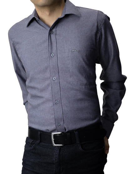Camisa corte regular - Gris azulado