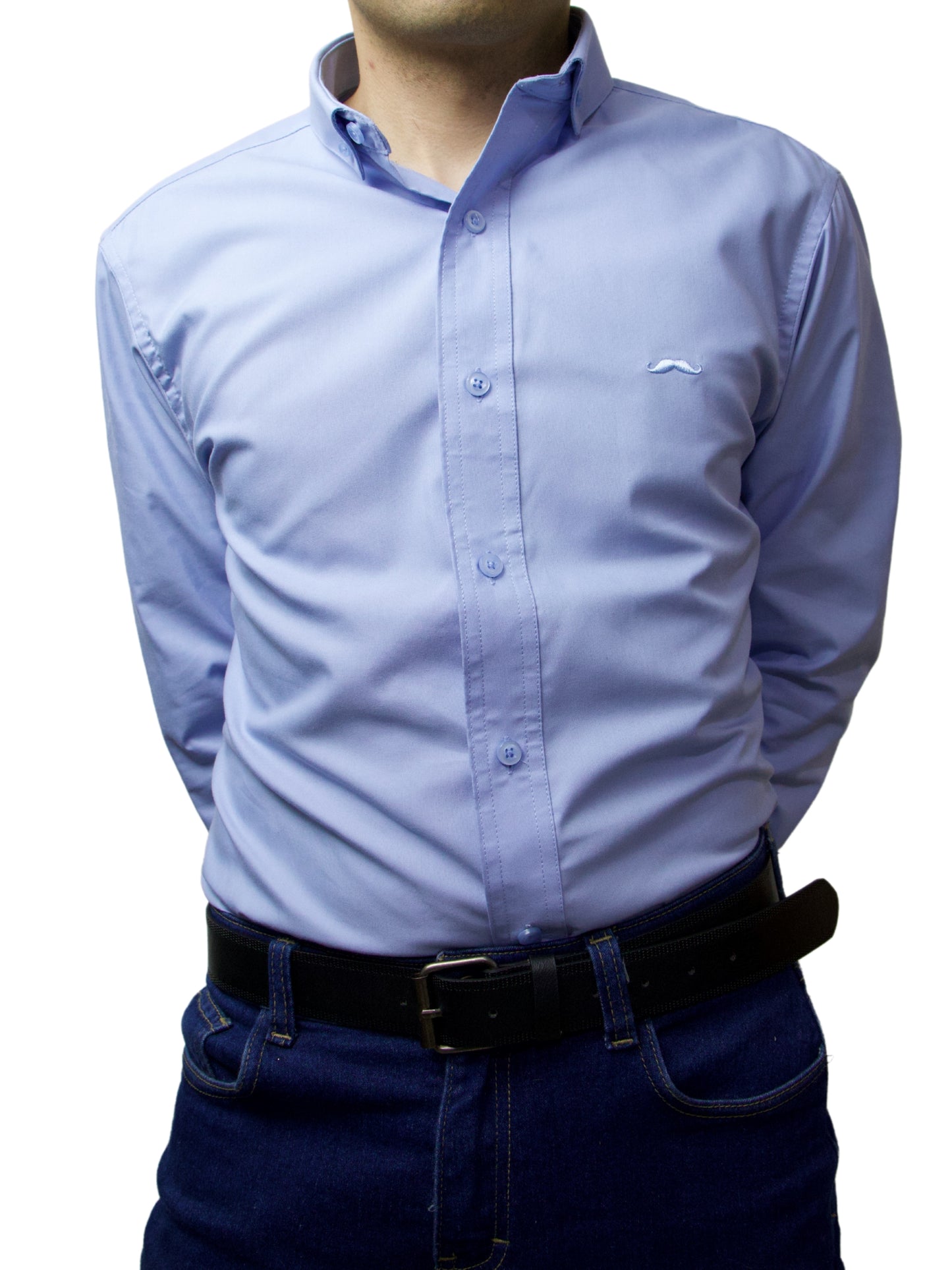 Camisa slim fit - Azul claro liso