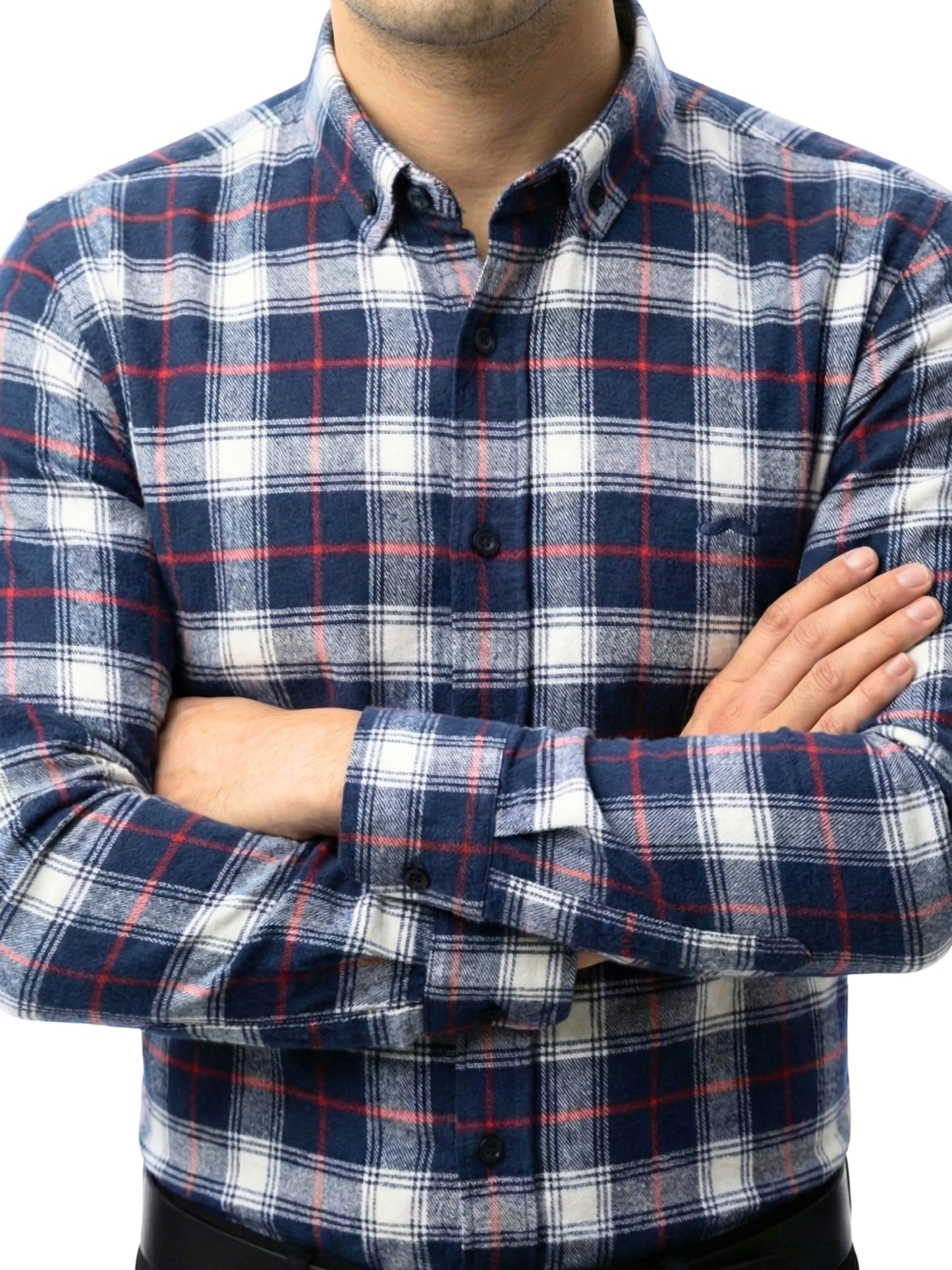 Camisa de franela slim fit - Cuadro Azul y blanco