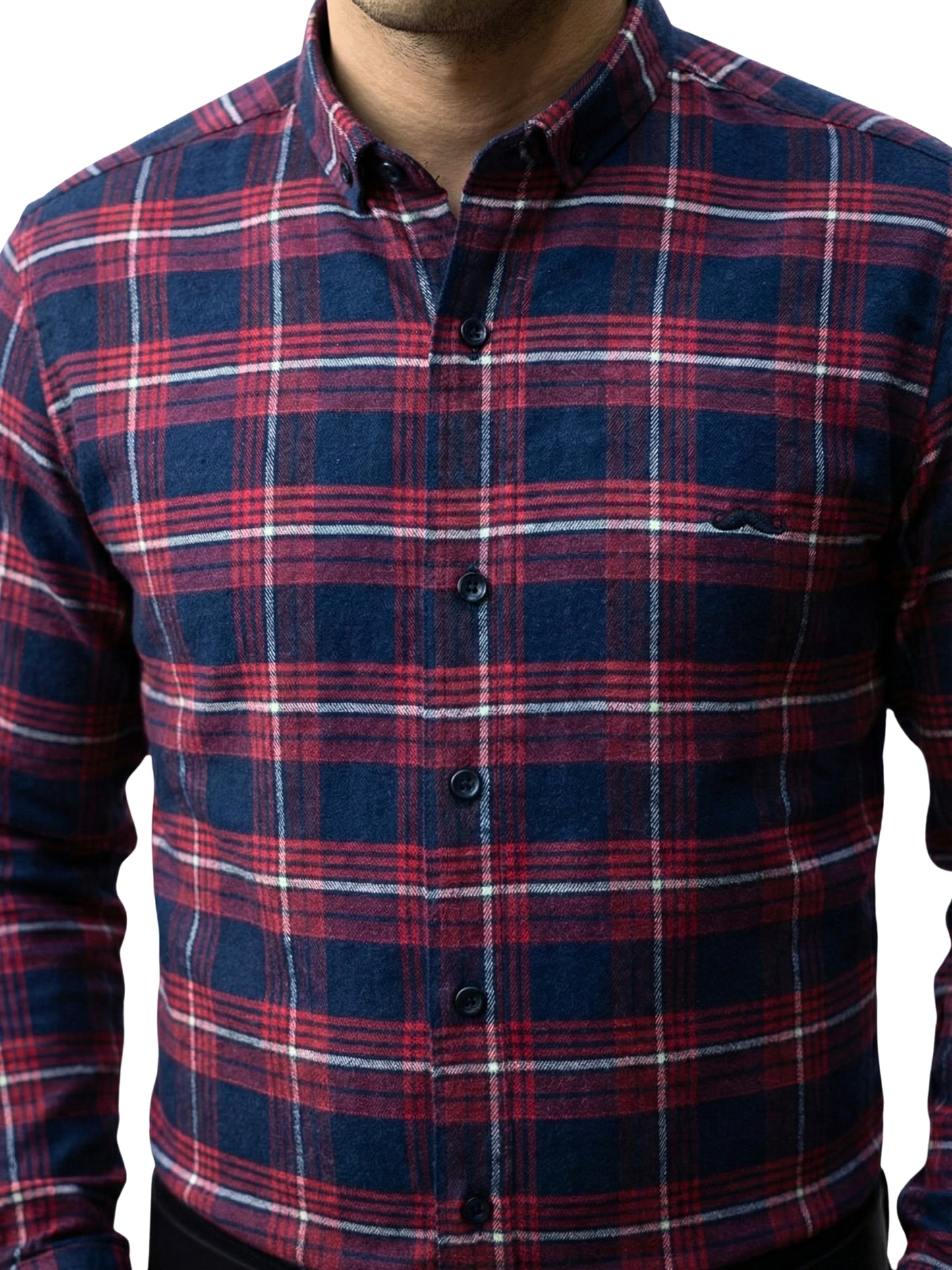 Camisa de franela slim fit - Cuadro Rojo y marino 2
