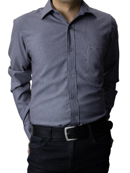 Camisa corte regular - Gris azulado
