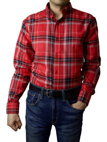 Camisa slim fit - Cuadro rojo leñador