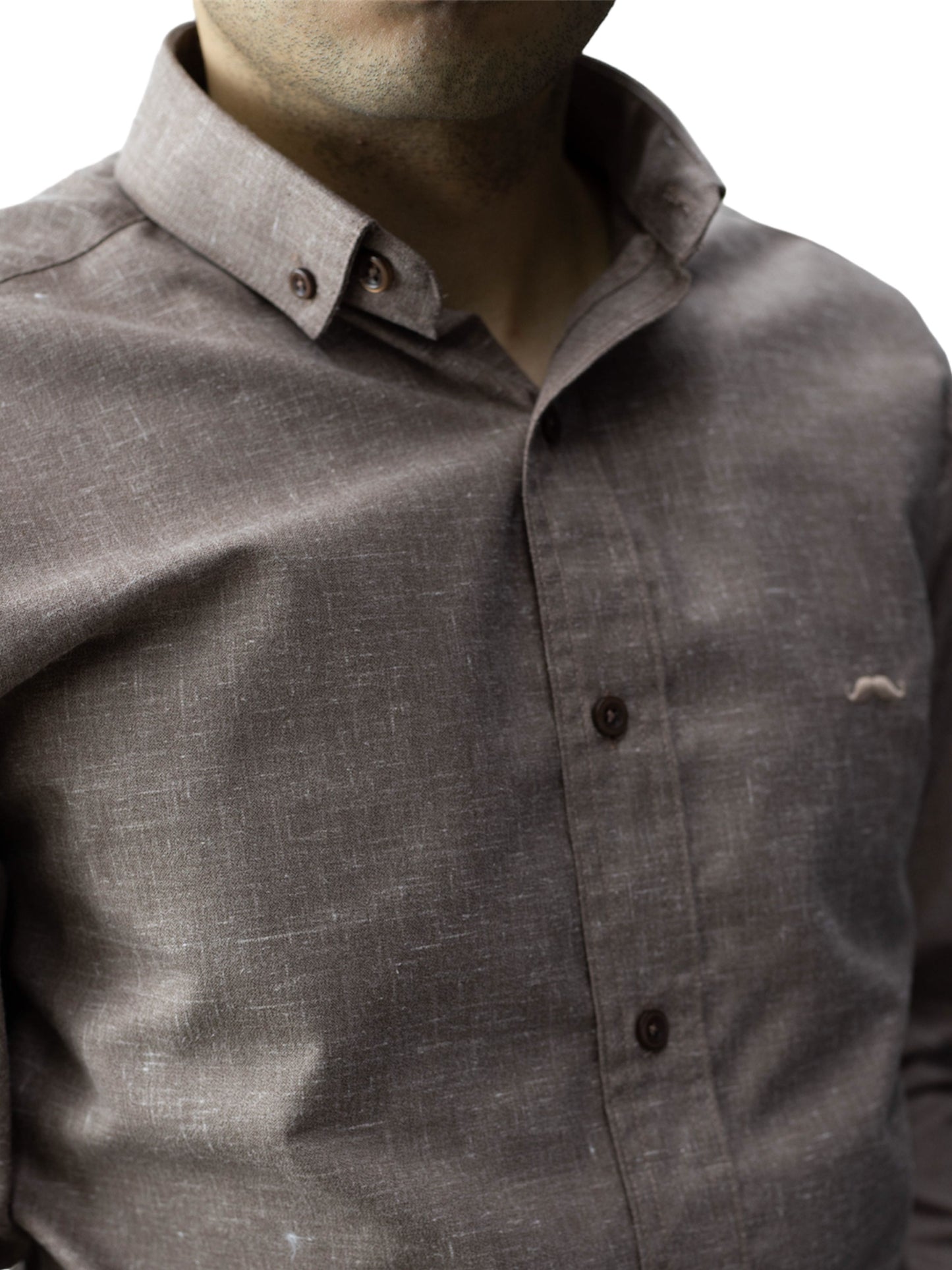 Camisa slim fit - Lino café