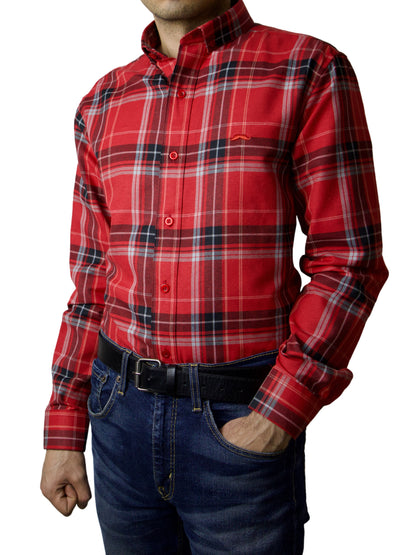 Camisa slim fit - Cuadro rojo leñador