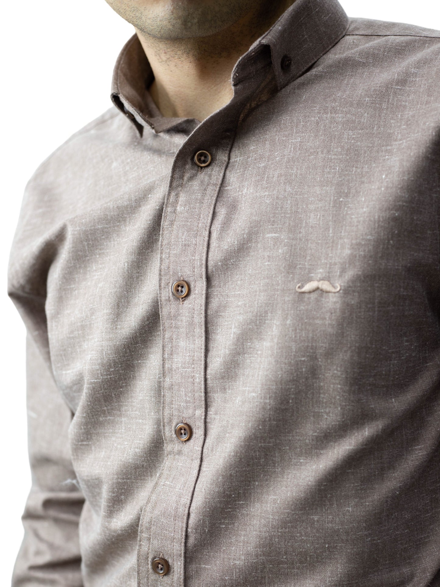 Camisa slim fit - Lino café