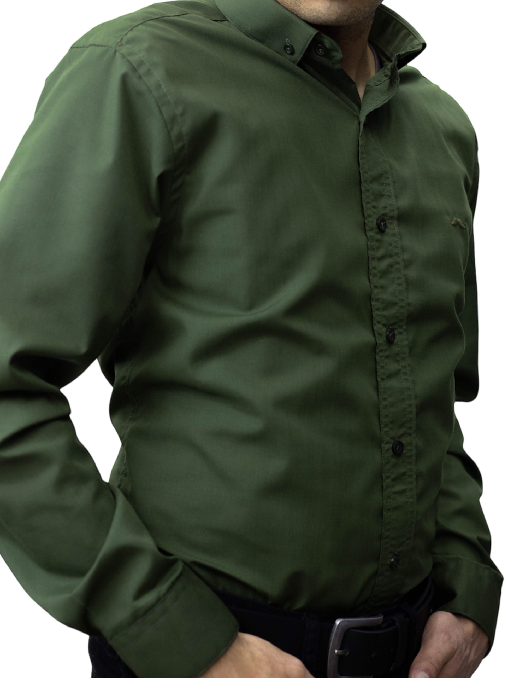 Camisa slim fit - Verde militar – MUNDI