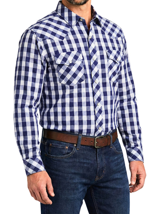 Camisa Vaquera Slim Fit  - Cuadro azul