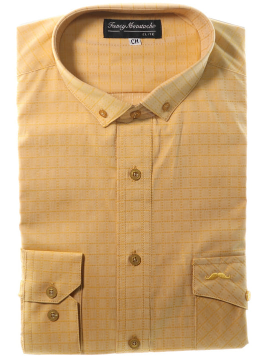 Camisa slim fit -  Amarillo cuadros