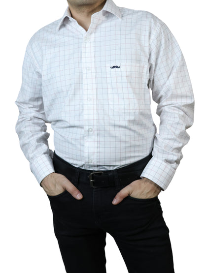 Camisa corte regular - Blanco cuadros