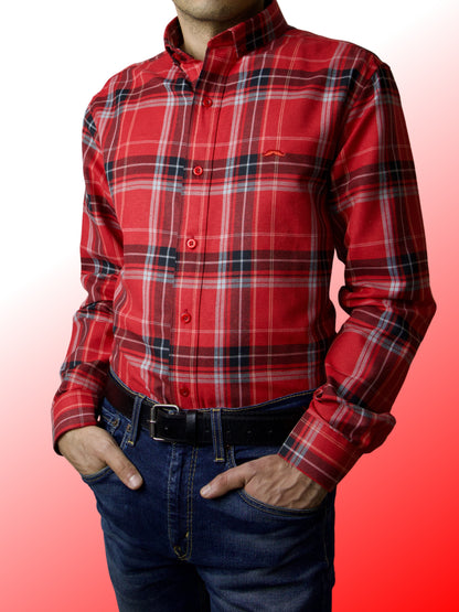 Camisa slim fit - Cuadro rojo leñador